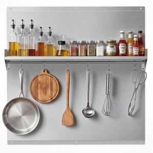 VEVOR 30" x 30" Stainless Steel Backsplash for Stove, Ultra Flat Splatter Guard with Storage Shelf & Hanging Rack, Wall Shield Range Hood Panel, Easy Clean, Pre-Drilled Holes for Easy Installation VEVOR 30" x 30" Stainless Steel Backsplash for Stove, Ultra Flat Splatter Guard with Storage Shelf & Hanging Rack, Wall Shield Range Hood Panel, Easy Clean, Pre-Drilled Holes for Easy Installation