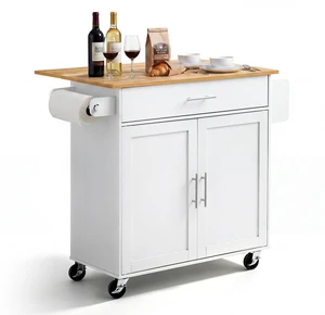 VEVOR Kitchen Island Cart with Storage, 42.28 in Wide Mobile Rolling Storage Island on Swivel Wheels, with Drawer, Storage Cabinet, Drop Leaf, Spice Rack, Table for Home Dining Room, White VEVOR Kitchen Island Cart with Storage, 42.28 in Wide Mobile Rolling Storage Island on Swivel Wheels, with Drawer, Storage Cabinet, Drop Leaf, Spice Rack, Table for Home Dining Room, White