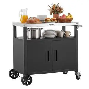 VEVOR Outdoor Grill Cart with Storage Cabinet, 36.4 Inch Grill Table, Waterproof Kitchen Island with Stainless Steel Top, Shelf, and Wheels, Movable Food Prep Station for Patio Bar Backyard BBQ VEVOR Outdoor Grill Cart with Storage Cabinet, 36.4 Inch Grill Table, Waterproof Kitchen Island with Stainless Steel Top, Shelf, and Wheels, Movable Food Prep Station for Patio Bar Backyard BBQ