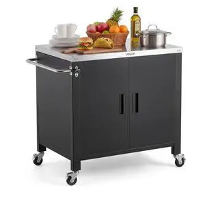 VEVOR Outdoor Grill Cart with Storage Cabinet, 40 Inch Grill Table, Waterproof Kitchen Island with Stainless Steel Top, Spice Rack, and Wheels, Movable Food Prep Station for Patio Bar Backyard BBQ VEVOR Outdoor Grill Cart with Storage Cabinet, 40 Inch Grill Table, Waterproof Kitchen Island with Stainless Steel Top, Spice Rack, and Wheels, Movable Food Prep Station for Patio Bar Backyard BBQ