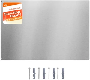 VEVOR 36" x 24" Stainless Steel Backsplash for Stove, Ultra Flat Splatter Guard, Wall Shield Range Hood Backsplash, Easy Clean Kitchen Wall Metal Panel, Pre-Drilled Holes for Easy Installation, Silver VEVOR 36" x 24" Stainless Steel Backsplash for Stove, Ultra Flat Splatter Guard, Wall Shield Range Hood Backsplash, Easy Clean Kitchen Wall Metal Panel, Pre-Drilled Holes for Easy Installation, Silver