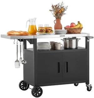 VEVOR Outdoor Grill Cart with Storage Cabinet, 48.9 Inch Grill Table, Waterproof Kitchen Island with Stainless Steel Top, Shelf, and Wheels, Movable Food Prep Station for Patio Bar Backyard BBQ VEVOR Outdoor Grill Cart with Storage Cabinet, 48.9 Inch Grill Table, Waterproof Kitchen Island with Stainless Steel Top, Shelf, and Wheels, Movable Food Prep Station for Patio Bar Backyard BBQ