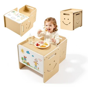 VEVOR Montessori Weaning Table and Chair Set, Wooden, Kids Table and Chair Set for Toddlers 1-5, Step Stool with Whiteboard and 3 Heights Adjustable, Easy to Clean, for Eating Drawing Reading Playing VEVOR Montessori Weaning Table and Chair Set, Wooden, Kids Table and Chair Set for Toddlers 1-5, Step Stool with Whiteboard and 3 Heights Adjustable, Easy to Clean, for Eating Drawing Reading Playing