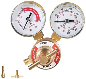 VEVOR Acetylene Regulator, Precise Acetylene Regulator, 0-400PSI Welding Gas Gauge with CGA-200 Inlet Connection & 9/16"-18 LH Outlet Connection, T-Handle Adjustment VEVOR Acetylene Regulator, Precise Acetylene Regulator, 0-400PSI Welding Gas Gauge with CGA-200 Inlet Connection & 9/16"-18 LH Outlet Connection, T-Handle Adjustment