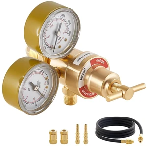 VEVOR Argon Regulator Gauge, Argon CO2 Regulator Welding Gas Gauges for TIG/MIG Welding - with 8.2FT Rubber Hoses, 0-60 SCFH, 0-4000 PSI Inlet Pressure, CGA580 Inlet Connection VEVOR Argon Regulator Gauge, Argon CO2 Regulator Welding Gas Gauges for TIG/MIG Welding - with 8.2FT Rubber Hoses, 0-60 SCFH, 0-4000 PSI Inlet Pressure, CGA580 Inlet Connection