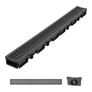 VEVOR Trench Drain, 39.6 x 4.1 x 2.4 in, 5 Pack Linear Drainage Channel, HDPE Channel Drain with Grates & End Caps, Premium Outdoor Drainage System for Driveway, Patio, Pool, Garden, Yard, Black VEVOR Trench Drain, 39.6 x 4.1 x 2.4 in, 5 Pack Linear Drainage Channel, HDPE Channel Drain with Grates & End Caps, Premium Outdoor Drainage System for Driveway, Patio, Pool, Garden, Yard, Black