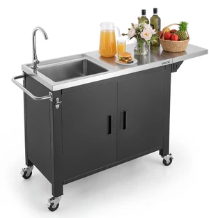 VEVOR Outdoor Grill Cart with Sink and Storage Cabinet, 52 Inch Grill Table, Waterproof Kitchen Island with Stainless Steel Top, Spice Rack, Wheel, Movable Food Prep Station for Patio Bar Backyard BBQ VEVOR Outdoor Grill Cart with Sink and Storage Cabinet, 52 Inch Grill Table, Waterproof Kitchen Island with Stainless Steel Top, Spice Rack, Wheel, Movable Food Prep Station for Patio Bar Backyard BBQ