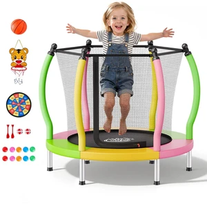 VEVOR Trampoline for Kids, Toddler Mini Trampoline, 132 lbs Capacity Indoor Outdoor Play Toys with Enclosure Net and Basketball Hoop, Easy to Assemble, Christmas Toys Birthday Gifts for Girls Boys VEVOR Trampoline for Kids, Toddler Mini Trampoline, 132 lbs Capacity Indoor Outdoor Play Toys with Enclosure Net and Basketball Hoop, Easy to Assemble, Christmas Toys Birthday Gifts for Girls Boys