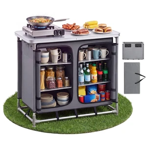 VEVOR Camping Storage Cabinet, Outdoor Portable Aluminum Lightweight Table, Quick Set-up Compact Kitchen Cook Station, with 6 Shelves and Carry Bag, for Picnic, BBQ, Party, Camping, RV Traveling VEVOR Camping Storage Cabinet, Outdoor Portable Aluminum Lightweight Table, Quick Set-up Compact Kitchen Cook Station, with 6 Shelves and Carry Bag, for Picnic, BBQ, Party, Camping, RV Traveling