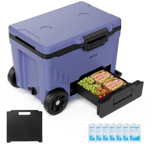VEVOR Hard Cooler, 45QT Portable Rolling Cooler with Wheels, Leak-Resistant Coolbox Keeps Contents Cool for 48 Hours, Ice Retention Insulated Chests, Ultra-Light for Outdoor Picnics, Grill, Camping VEVOR Hard Cooler, 45QT Portable Rolling Cooler with Wheels, Leak-Resistant Coolbox Keeps Contents Cool for 48 Hours, Ice Retention Insulated Chests, Ultra-Light for Outdoor Picnics, Grill, Camping