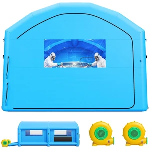 VEVOR Inflatable Paint Booth, 23 x 13 x 9 ft, Portable Spray Booth with 480W+750W Blowers and Large Filter Cotton, Arched Roof Blow Up Painting Tent for Mid-Size Pickup Truck, Large Furniture, Blue VEVOR Inflatable Paint Booth, 23 x 13 x 9 ft, Portable Spray Booth with 480W+750W Blowers and Large Filter Cotton, Arched Roof Blow Up Painting Tent for Mid-Size Pickup Truck, Large Furniture, Blue
