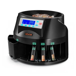 VEVOR Coin Counter Machine, 5 Denominations, Accurate Coin Sorter Machine, Sorts Up to 225 Coins Per Minute, USD Change Counter with LCD Display, Smooth Operation, Batch Feature, Holds 1500 Coins VEVOR Coin Counter Machine, 5 Denominations, Accurate Coin Sorter Machine, Sorts Up to 225 Coins Per Minute, USD Change Counter with LCD Display, Smooth Operation, Batch Feature, Holds 1500 Coins