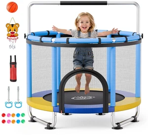 VEVOR 60" Trampoline for Kids, 5 FT Toddler Mini Trampoline, 132 lbs Indoor Outdoor Play Toys with Enclosure Net and Adjustable Gymnastics Bar, Christmas Toys Birthday Gifts for Girls Boys VEVOR 60" Trampoline for Kids, 5 FT Toddler Mini Trampoline, 132 lbs Indoor Outdoor Play Toys with Enclosure Net and Adjustable Gymnastics Bar, Christmas Toys Birthday Gifts for Girls Boys