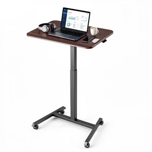 VEVOR Standing Desk, Adjustable Height Mobile Stand Up Desk with 4 Casters, 25.6 x 19 in Small Computer Sit Stand Rolling Workstation with Hook, 33 lbs Desktop Capacity, Ideal for Home Office, Brown VEVOR Standing Desk, Adjustable Height Mobile Stand Up Desk with 4 Casters, 25.6 x 19 in Small Computer Sit Stand Rolling Workstation with Hook, 33 lbs Desktop Capacity, Ideal for Home Office, Brown