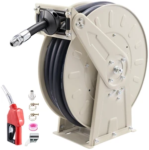 VEVOR Fuel Hose Reel, 3/4 inch x 50 ft Retractable, Spring Driven Auto Swivel Rewind, 300 PSI, Heavy-Duty Carbon Steel Construction with Industrial Grade Rubber Hose, for Diesel Fuel, Kerosene VEVOR Fuel Hose Reel, 3/4 inch x 50 ft Retractable, Spring Driven Auto Swivel Rewind, 300 PSI, Heavy-Duty Carbon Steel Construction with Industrial Grade Rubber Hose, for Diesel Fuel, Kerosene