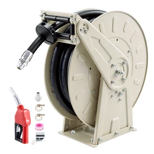 VEVOR Fuel Hose Reel, 3/4 inch x 33 ft Retractable, Spring Driven Auto Swivel Rewind, 300 PSI, Heavy-Duty Carbon Steel Construction with Industrial Grade Rubber Hose, for Diesel Fuel, Kerosene VEVOR Fuel Hose Reel, 3/4 inch x 33 ft Retractable, Spring Driven Auto Swivel Rewind, 300 PSI, Heavy-Duty Carbon Steel Construction with Industrial Grade Rubber Hose, for Diesel Fuel, Kerosene