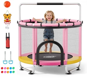 VEVOR 60" Trampoline for Kids, 5 FT Toddler Mini Trampoline, 132 lbs Indoor Outdoor Play Toys with Enclosure Net and Adjustable Gymnastics Bar, Christmas Toys Birthday Gifts for Girls Boys VEVOR 60" Trampoline for Kids, 5 FT Toddler Mini Trampoline, 132 lbs Indoor Outdoor Play Toys with Enclosure Net and Adjustable Gymnastics Bar, Christmas Toys Birthday Gifts for Girls Boys
