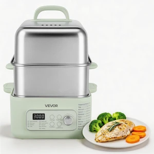 VEVOR Electric Food Steamer 13.7 QT 2-Tier Stainless Steel for 3-6 Servings, 1500W Vegetable & Meal Steamer for Cooking with 9 Pre-Programmed Settings, Keep Warm, for Veggies, Seafood & Rice, Green VEVOR Electric Food Steamer 13.7 QT 2-Tier Stainless Steel for 3-6 Servings, 1500W Vegetable & Meal Steamer for Cooking with 9 Pre-Programmed Settings, Keep Warm, for Veggies, Seafood & Rice, Green