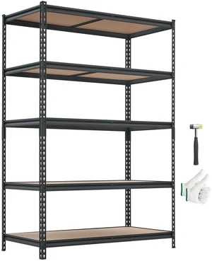 VEVOR Storage Shelves, 5-Tier Adjustable, 3000 lbs Capacity, Heavy Duty Garage Storage Shelving Unit, Metal Utility Rack Shelf, for Garage Workshop Warehouse Basement, 48.35" W x 24.37" D x 71.38" H VEVOR Storage Shelves, 5-Tier Adjustable, 3000 lbs Capacity, Heavy Duty Garage Storage Shelving Unit, Metal Utility Rack Shelf, for Garage Workshop Warehouse Basement, 48.35" W x 24.37" D x 71.38" H