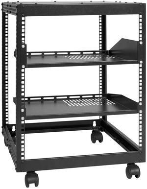 VEVOR 12U Open Frame Server Rack, 15''-40'' Adjustable Depth, Free Standing or Wall Mount Network Server Rack, 4 Post AV Rack with Casters, Holds All Your Networking IT Equipment AV Gear Router Modem