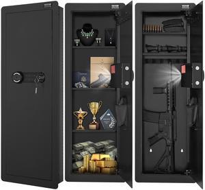 VEVOR 42.91" Tall Wall Gun Safe, 4-Tier Hidden Gun Safe with Keypad & Fingerprint, 3 Removable Shelves & 6 Key Holders, Q235 Cold-Rolled Steel Gun Safe with LED Light, Vibration Alarm, Holster & Stock