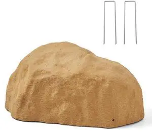 VEVOR Faux Rock Cover, Outdoor Fake Rock Well Pump Cover, Realistic Natural Texture, Lightweight & Weather-Resistant Artificial Boulder for Landscaping Garden Yard Décor, Sand Yellow, Small Size