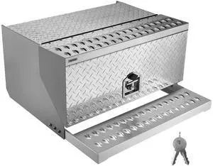 VEVOR Semi-Truck Step Tool Box, 30" x 29.5" x 15.8" Heavy Duty Aluminum Diamond Plate Toolbox, Waterproof Cab Entry Step Storage Box with T-Handle Lock & Keys for Flatbed, Crane, and Semi Trucks