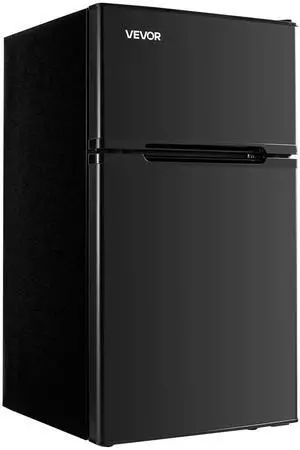 VEVOR Mini Fridge with Freezer 3.2 Cu.Ft Two Door Compact Refrigerator Black