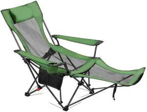 VEVOR Reclining Camping Chair Portable Folding Lounger Chair Heavy Duty Green