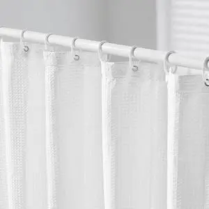 VEVOR White Fabric Shower Curtain Waffle Weave 240 GSM 72 in for Bath Showers