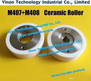 (2pcs) M407+M408 EDM Pinch Roller+Capstan Roller Set D57x18t (White Ceramic type) X058D340G51+X058D339G51 for Mitsubishi FA,FX