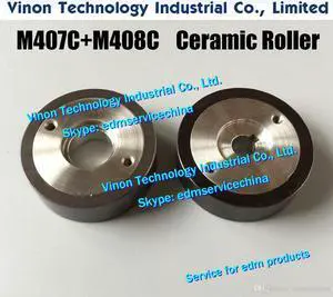 (2pcs) M407C+M408C EDM Pinch Roller+Capstan Roller Set D57x18t (Black Ceramic type) X058D340G51+X058D339G51 for Mitsubishi FA20