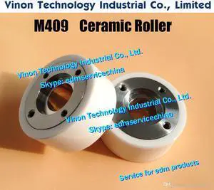 (2pcs) M409+M410 EDM Pinch Roller+Capstan Roller Set D57x25t (White Ceramic type) X055C008G51+X055C009G51 Feed section