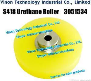 3051534 edm Urethane Tension Roller S418 Ø100x10dx20Hmm M5x2 on pillar Upper for Sodic A320,A530 wire-cut edm machine
