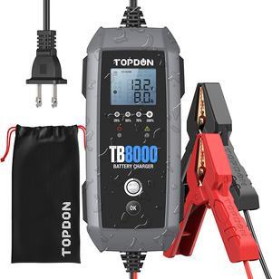 TOPDON TB8000 Car Battery Charger 8A/3A/1A 12V/6V Automotive Battery Maintainer with Voltage Detection