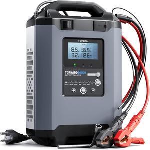Car Battery Charger TOPDON T90A, 90Ah Smart Automotive Charger Battery Maintainer with 12/24V Output ECU Programming Stablizer for Boat Mariner Truck