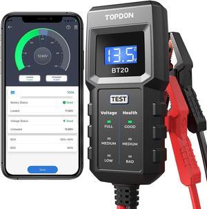 TOPDON BT20 100-2000CCA 12V Car Battery Tester, Battery Load/Voltage Tester Cranking & Charging Test via App, Car Battery Analyzer for Car Truck SUV ATV Boat