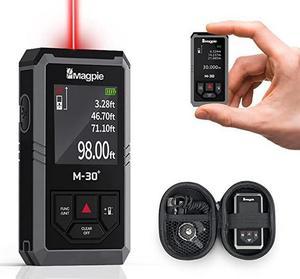 Magpie Pocket Laser Distance Measure M-30+ 98ft/30M. Rechargeable Mini Laser Tape Meter, Compact Laser Distance Meter Digital Tape