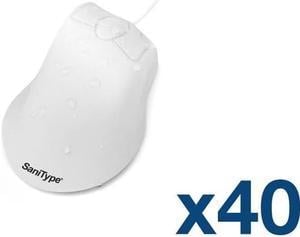 Case of (40) OMST0C01-W - SaniType Professional-grade Ergonomic Optical Washable Mouse with 3-button Scroll (USB/PS2) (White) | OMST0C01-W-C40