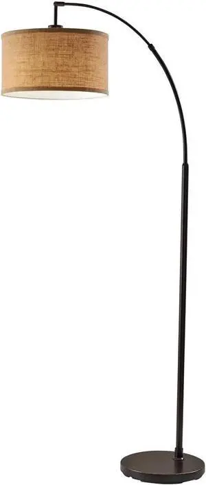 Adesso SL3993-26 Burlap Arc Lamp, 14" D x 14" W x 68" H, Antique Bronze