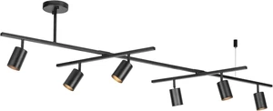 59829 64" 6-Light Track Lighting, Matte Black Finish, Center Swivel Bar, Adjustable Heads, GU10 Base, Dimmable, Modern Industrial Lighting 59829 64" 6-Light Track Lighting, Matte Black Finish, Center Swivel Bar, Adjustable Heads, GU10 Base, Dimmable, Modern Industrial Lighting