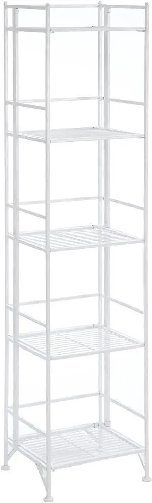 Convenience Concepts Xtra Storage Shelves - 5-Tier Folding Metal Storage Shelves, Closet Organizer for Office, Laundry Room, Bedroom, Garage, Kitchen, Bathroom, White