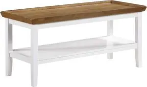 Convenience Concepts Ledgewood Coffee Table with Shelf, Driftwood/White