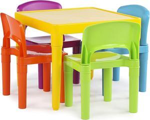 Humble Crew Kids Table and 4 Chair Set, Yellow Table with Chairs - Sturdy Toddler Activity Table for Playtime, Arts, Crafts, Reading, and More - 5-Piece Childrens Furniture for Daycare Playroom