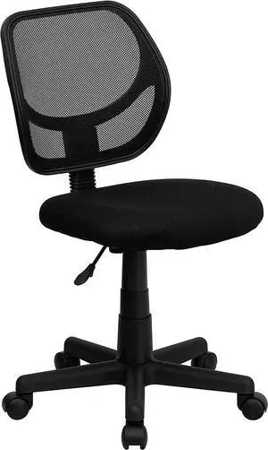 Flash Furniture Neri Low Back Black Mesh Swivel Task Office Chair with Curved Square Back