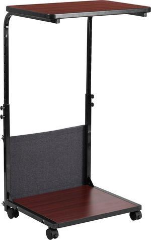 Flash Furniture Charger Mobile Sit-Down, Stand-Up Mahogany Computer Ergonomic Desk with Removable Pouch (Adjustable Range 27'' - 46.5'')