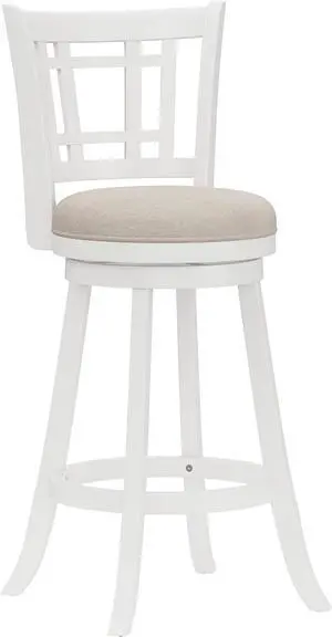 Hillsdale Fairfox Swivel Stool with Rectangular Lattice Back, Bar Height, White