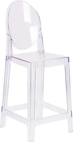 Flash Furniture Revna Ghost Counter Stool with Oval Back in Revna Transparent Crystal