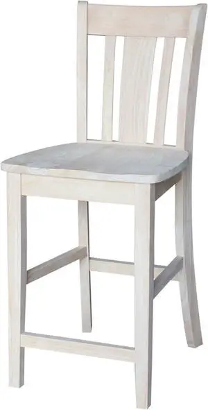 IC International Concepts, San Remo Counter Stool 225lbs wt Capacity, Solid Real Wood, Sturdy Parawood, 24" Seat Height, DIY, Paint/Stain Ready, Unfinished