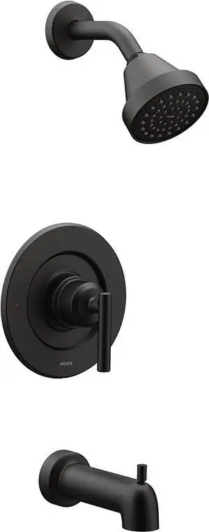 Gibson Matte Black Pressure Balancing Eco-Performance Showerhead, Shower Handle, and Tub Spout, Posi-Temp Valve Required, T2903EPBL